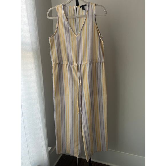 Anthropologie Drew Wide Leg Jumpsuit Pinstripe Cotton Blend - Picture 1 of 8